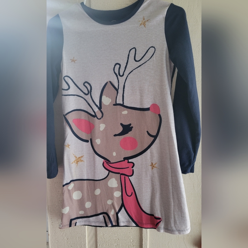 EUC Girls Reindeer Nightgown